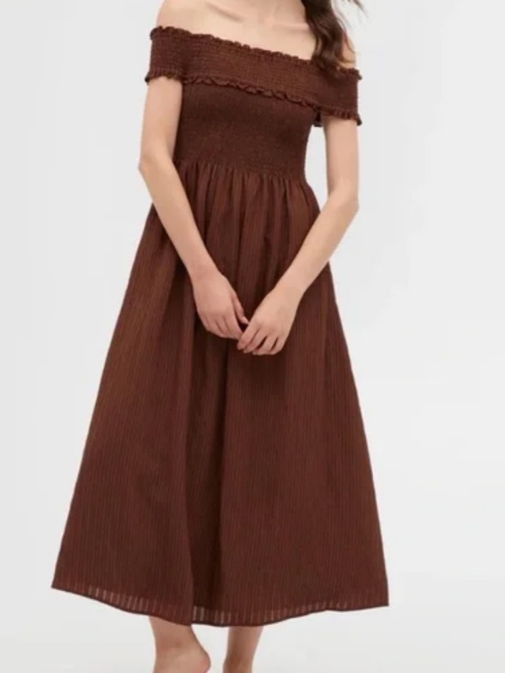 Hill House Marguerite Dress - Brown Tonal Searsucker - Picture 3 of 7